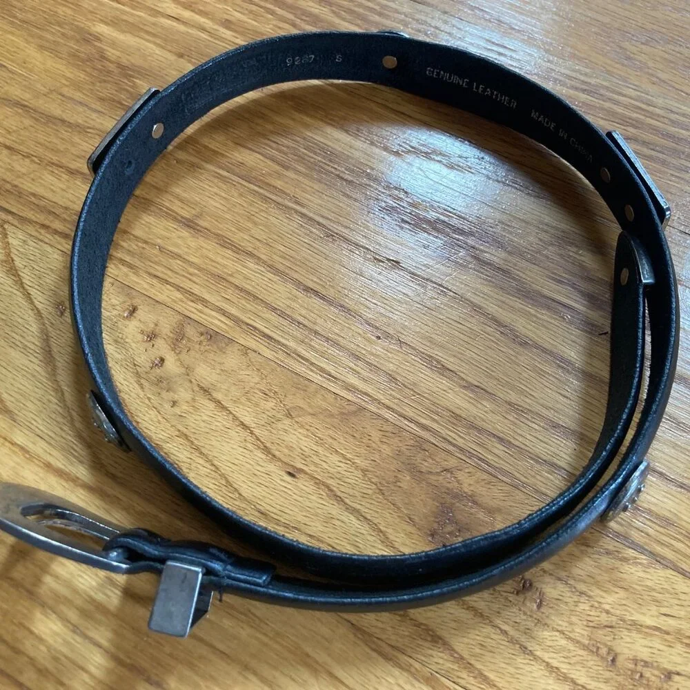 Leather Belt w/ Silver-Tone Embellishments